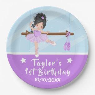 Assiettes En Carton Noir Cheveux Ballerina Purple Tutu Anniversaire Pa