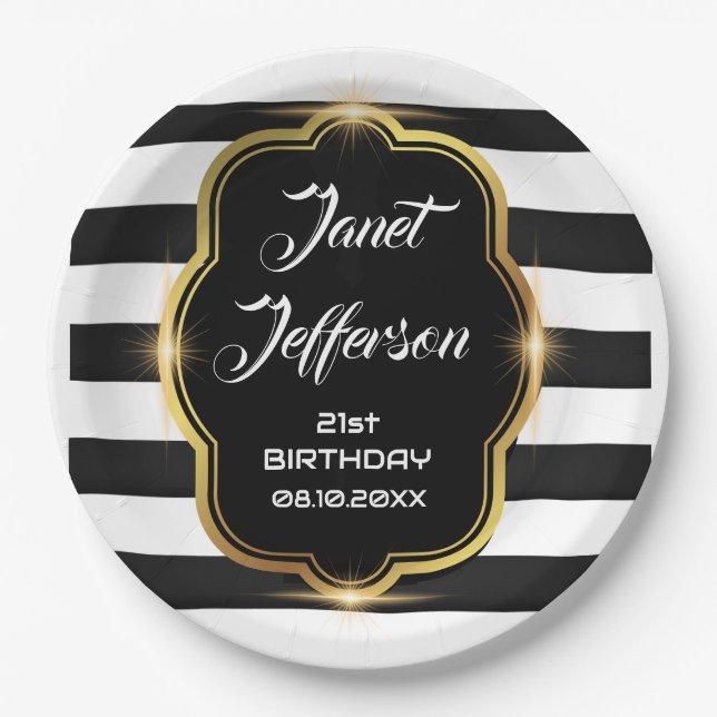 Assiettes En Carton Noir et blanc (Devant)