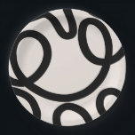 Assiettes En Carton Noir et blanc Abstrait<br><div class="desc">Ligne Abstraite - Minimaliste moderne - Noir et Blanc.</div>