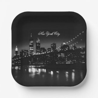 Assiettes En Carton Noir et blanc New York City