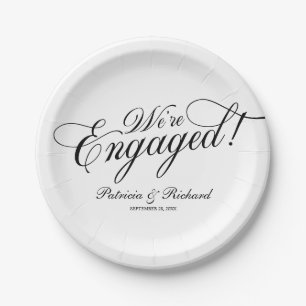 Assiettes En Carton Noir et blanc Nous sommes fiancés Fête de fiançail