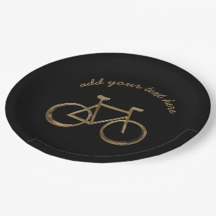 Assiettes En Carton Noir et cycliste de recyclage de bicyclette de
