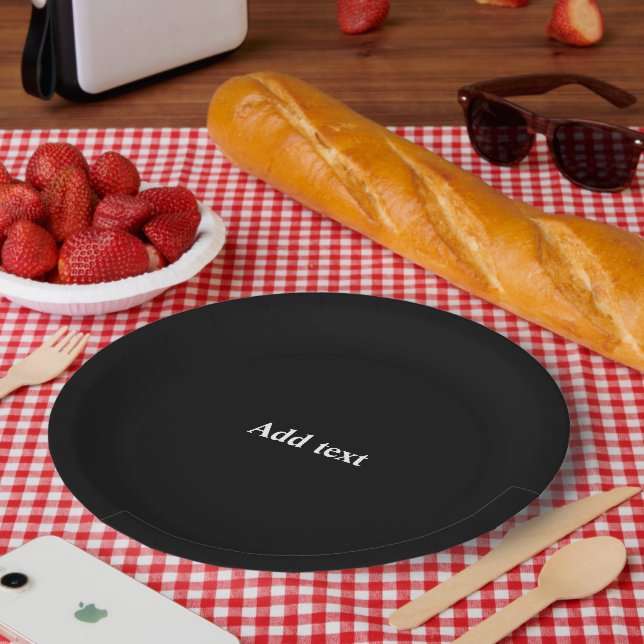 Assiettes En Carton Noir-noir, modèle simplement élégant, (Pique-nique)