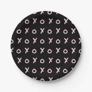 Assiettes En Carton Noir & Rose Bébé X O XO XO's Tendance Mignon