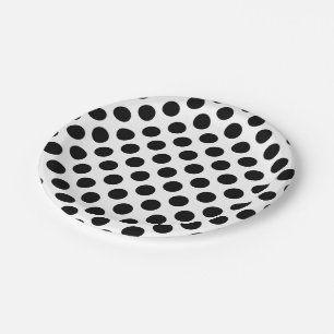 Assiettes En Carton Noir sur Blanc Grand Taille Pois