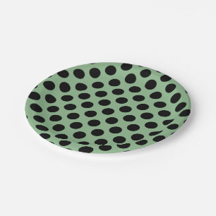 Assiettes En Carton Noir sur la mer Noire Vert Grand Taille Pois