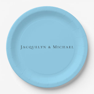 Assiettes En Carton Nom chimique élégant minimaliste bleu clair