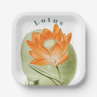 Assiettes En Carton Nom d'art spirituel de lotus de nénuphar vintage
