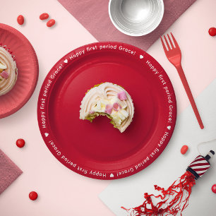 Assiettes En Carton Nom de bordure blanche rouge Joyeuse Première Péri