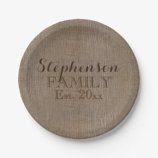 Assiettes En Carton Nom de famille Burlap Russe