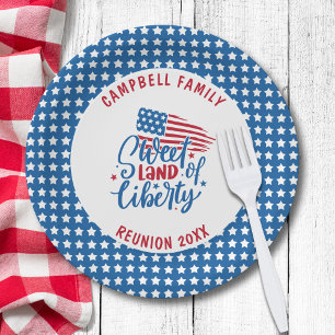 Assiettes En Carton Nom de famille Réunion 4 juillet Stars Patriotique
