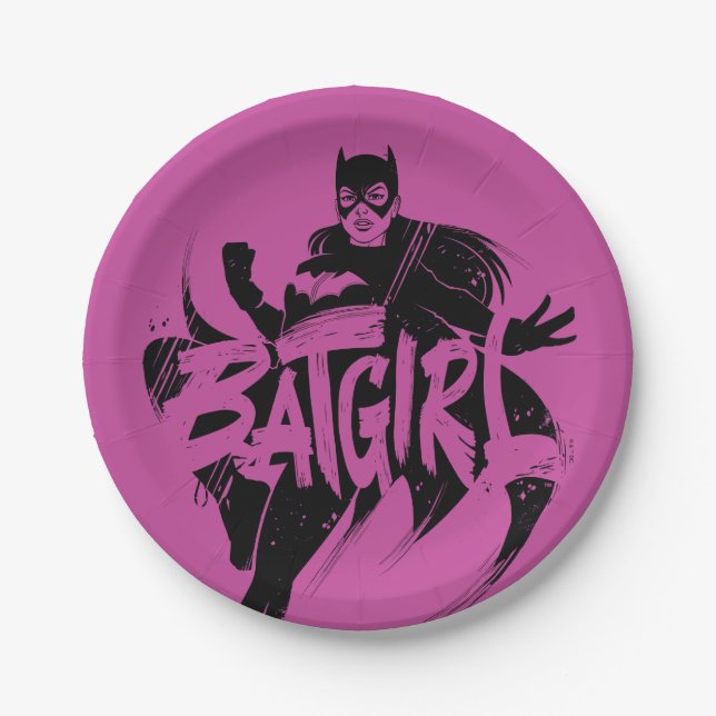 Assiettes En Carton Nom de la brosse d'encre Batgirl (Devant)