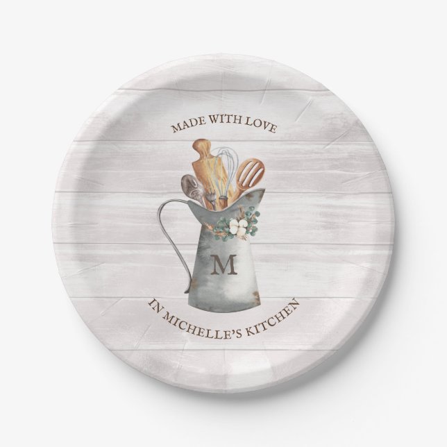 Assiettes En Carton Nom de la ferme rustique (Devant)