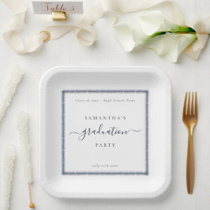Assiettes En Carton Nom de la Parties scintillant bleue de la Marine A