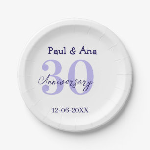 Assiettes En Carton nom de lettre gras violet 30e anniversaire simple