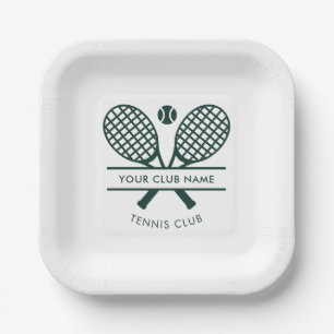 Assiettes En Carton Nom du club de sport Icônes de tennis Logo vert su