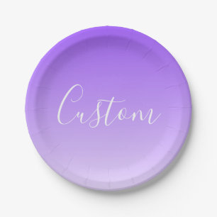 Assiettes En Carton Nom du script curatif et Ombre violet clair modifi