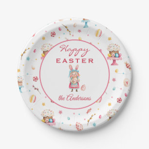 Assiettes En Carton Nom, Happy Easter Spring 7 in Round Papier Plaques