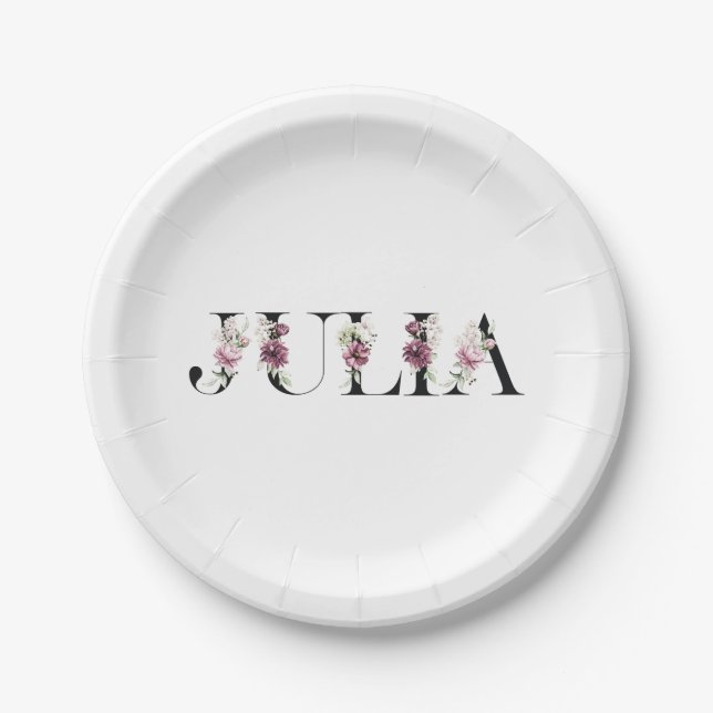 Assiettes En Carton Nom Julia (Devant)