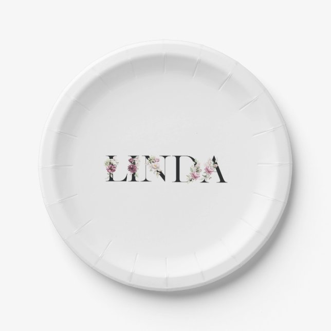 Assiettes En Carton Nom Linda (Devant)