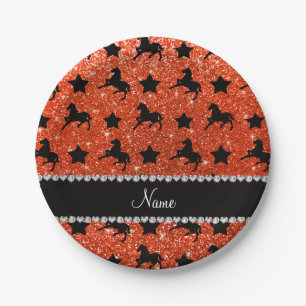 Assiettes En Carton Nom neon orange parties scintillant chevaux étoile