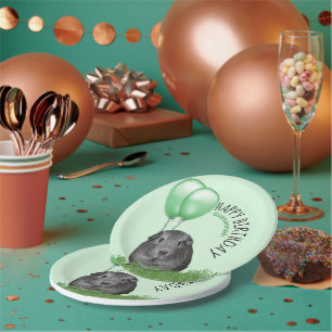 Assiettes En Carton Nom personnalisé Anniversaire Guinée Cochon Ballon