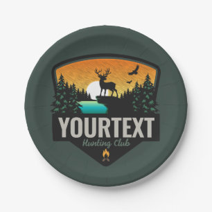 Assiettes En Carton NOM personnalisé Chasse aux wapitis Coucher de sol
