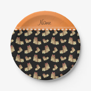 Assiettes En Carton Nom personnalisé Chiens tzu shih noir