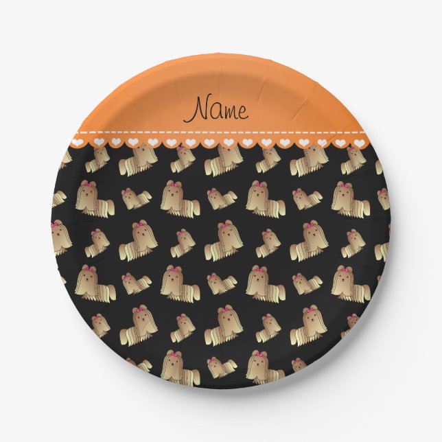 Assiettes En Carton Nom personnalisé Chiens tzu shih noir (Devant)