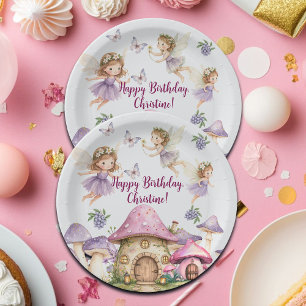 Assiettes En Carton Nom personnalisé Fées magiques Champignons roses A