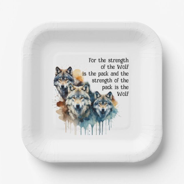 Assiettes En Carton Nom Personnalisé Inspirational Wolf Citation Force (Recto)