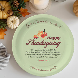 Assiettes En Carton Nom personnalisé | Joyeux Thanksgiving avec verset