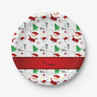 Assiettes En Carton Nom personnalisé Lacrosse blanche motif de noël