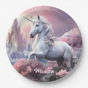 Assiettes En Carton Nom personnalisé licorne magnifique