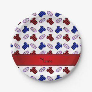 Assiettes En Carton Nom personnalisé maillots blancs boules de rugby