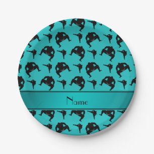 Assiettes En Carton Nom personnalisé turquoise sumo lutte