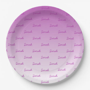 Assiettes En Carton Nom simple modifiable Ombre de couleur modifiabl
