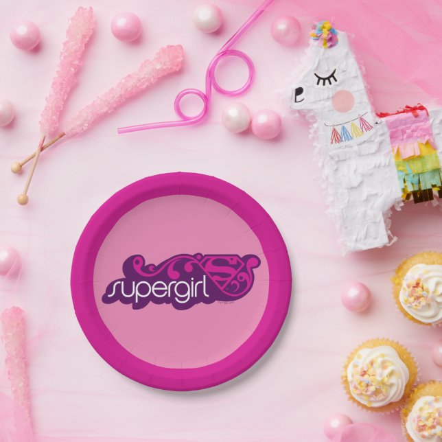 Assiettes En Carton Nom Super Supergirl et Bouclier S (Fête)