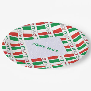 Assiettes En Carton Nom tricolore moderne ici Drapeau italien en mosaï