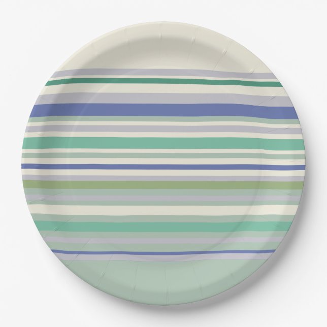 Assiettes En Carton Nordic Pastel Stripes Motif (Devant)
