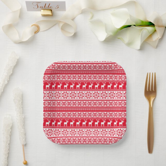 Assiettes En Carton Nordic Reindeer Ugly Christmas Sweat Party (Mariage)