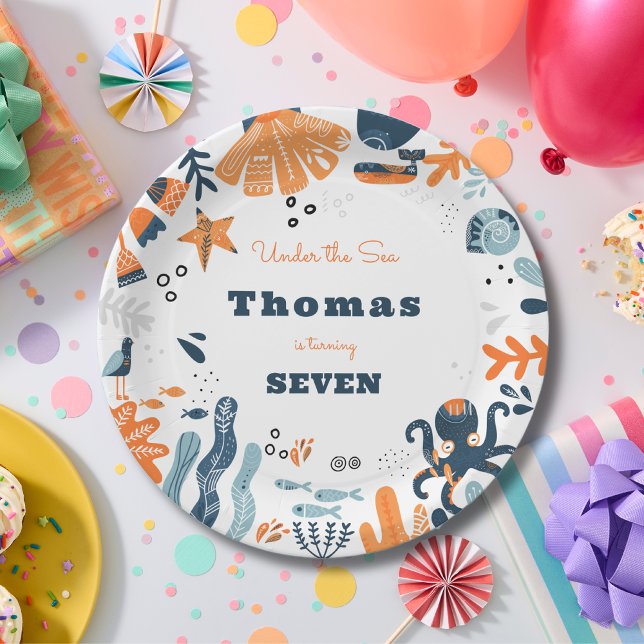 Assiettes En Carton Nordic Under the Sea créatures anniversaire de enf (Créateur téléchargé)