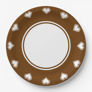 Assiettes En Carton Nos Coeurs 8 bits en Plaque de papier chocolat