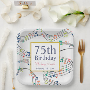 Assiettes En Carton note musicale colorf Musicien Anniversaire