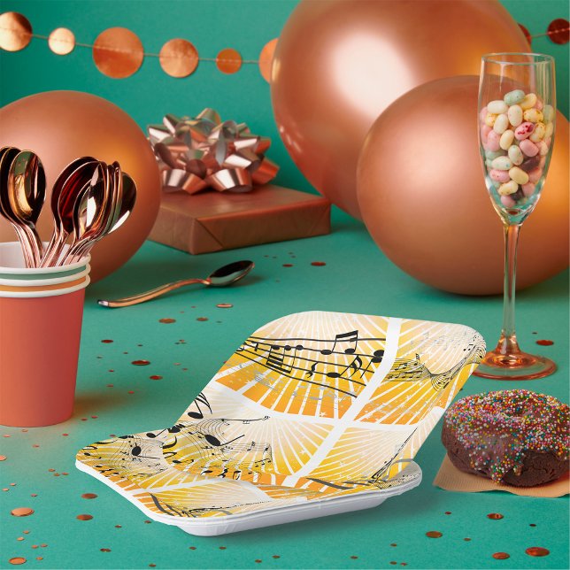 Assiettes En Carton Notes de Musique Éclatées Abstraites (Créateur téléchargé)