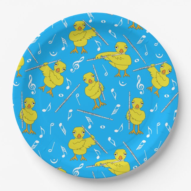 Assiettes En Carton Notes de musique Flute Chick (Devant)