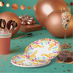 Assiettes En Carton Notes musicales arrondies