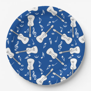 Assiettes En Carton Notes musicales de Guitare Lines