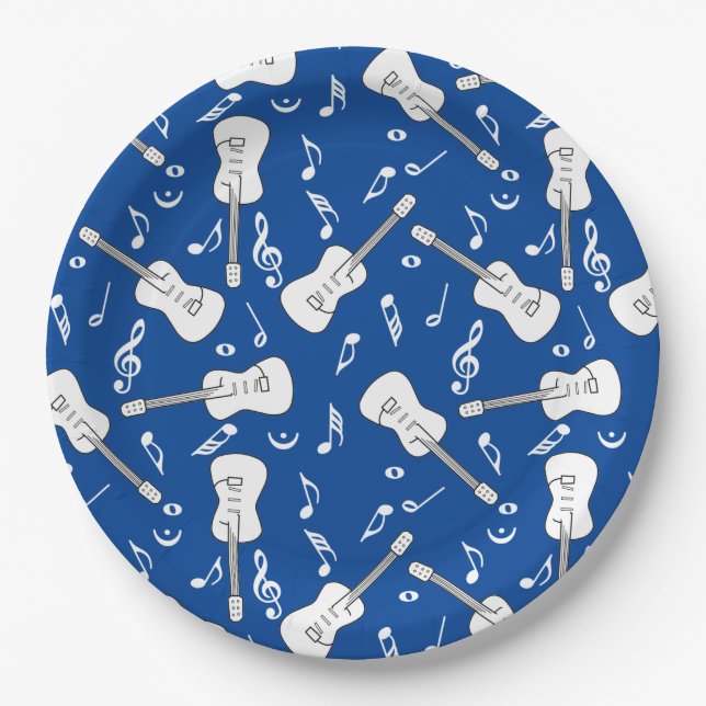 Assiettes En Carton Notes musicales de Guitare Lines (Devant)