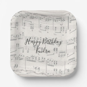 Assiettes En Carton Notes musicales élégantes avec plaquettes de papie